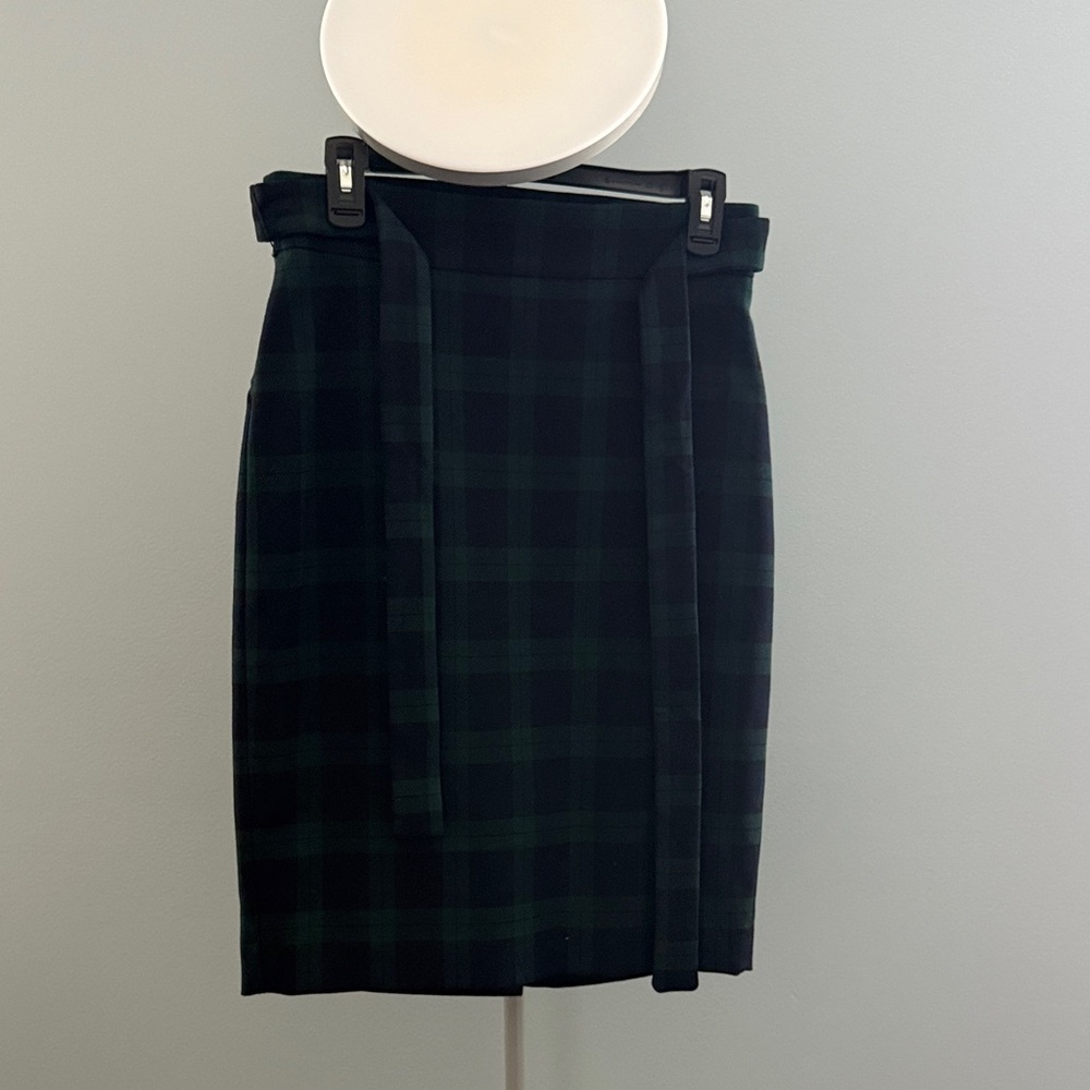 Ann Taylor Black and Green Plaid Pencil Skirt